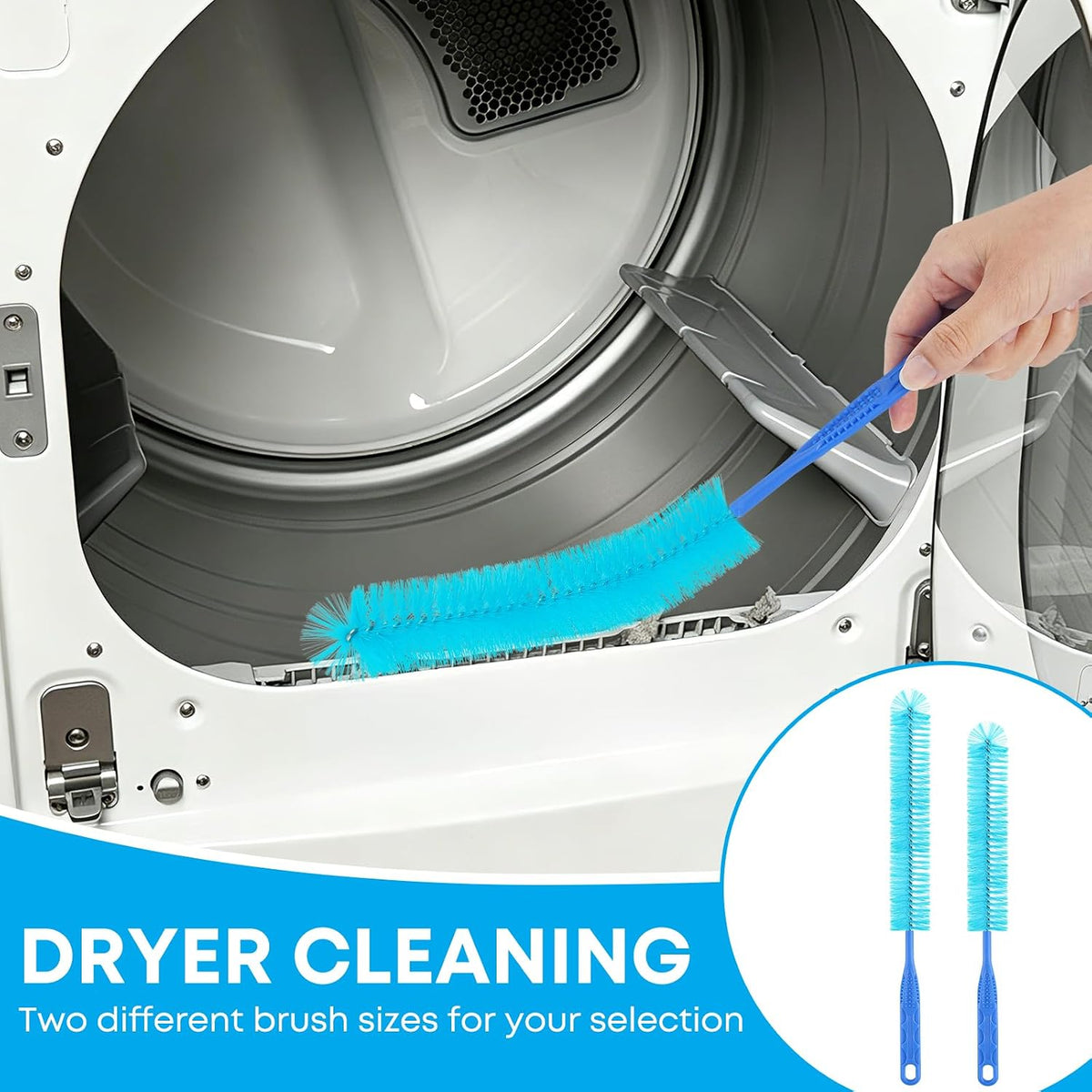 Dryer Vent Cleaner Kit - Long Dryer Vent Cleaning Brush with Lint Remover, Refrigerator Coil Cleaning Brush, Appliance Brush Set for Household Maintenance, AC Drain Radiator Grout Cleaning Tools